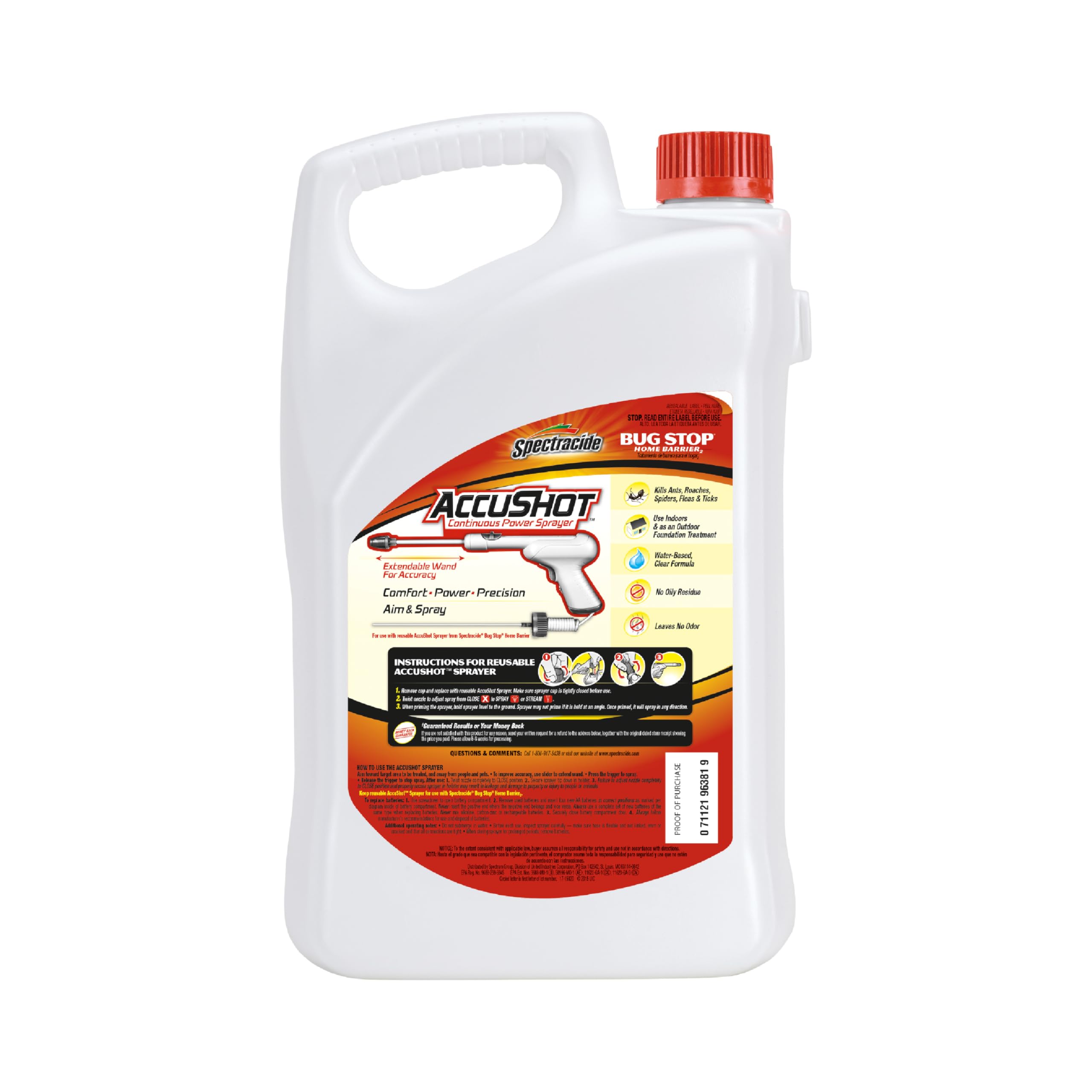 Spectracide Bug Stop Home Barrier2, 1.33 Gallons, AccuShot Refill Kills on Contact for Indoor Plus Outdoor Foundation Treatment Insect Control, Kills Ants, Roaches, Spiders, Fleas, Silverfish - Image 7