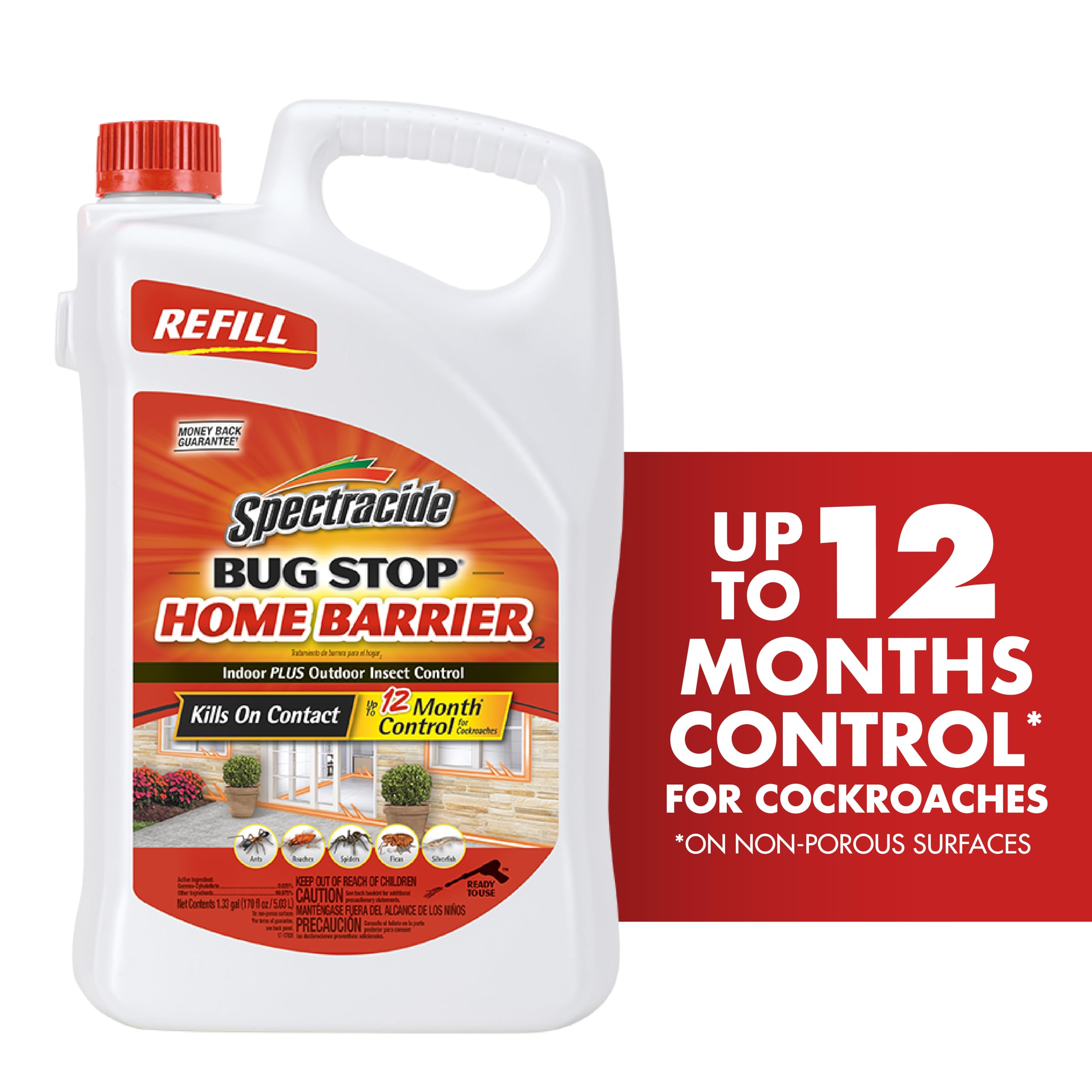 Spectracide Bug Stop Home Barrier2, 1.33 Gallons, AccuShot Refill Kills on Contact for Indoor Plus Outdoor Foundation Treatment Insect Control, Kills Ants, Roaches, Spiders, Fleas, Silverfish - Image 8